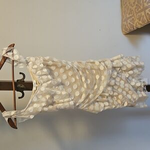 LECHE Beige Polka Dot Ruffle Dress Size M